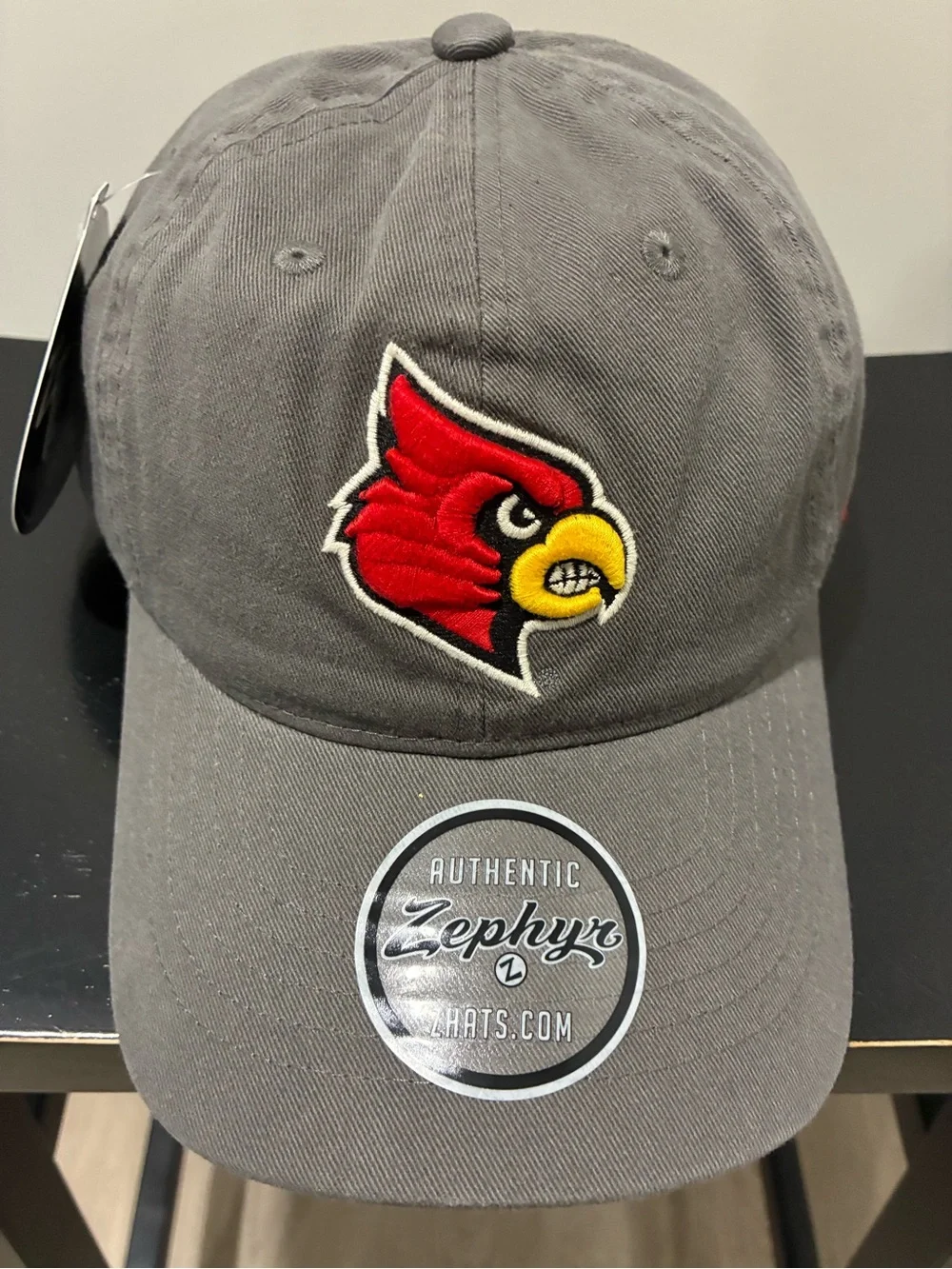 Zephyr Gray Cap with Red Louisville Cardinal Patch